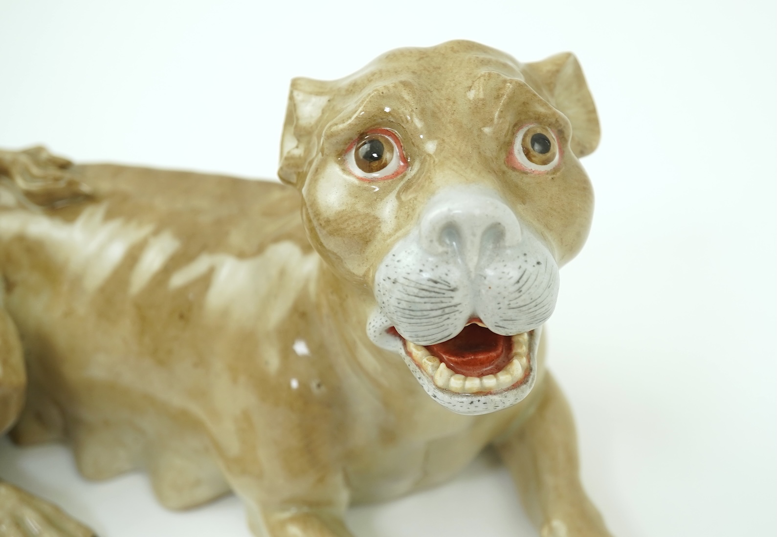 A Meissen model of a recumbent lioness, after J. J. Kandler, 19th century